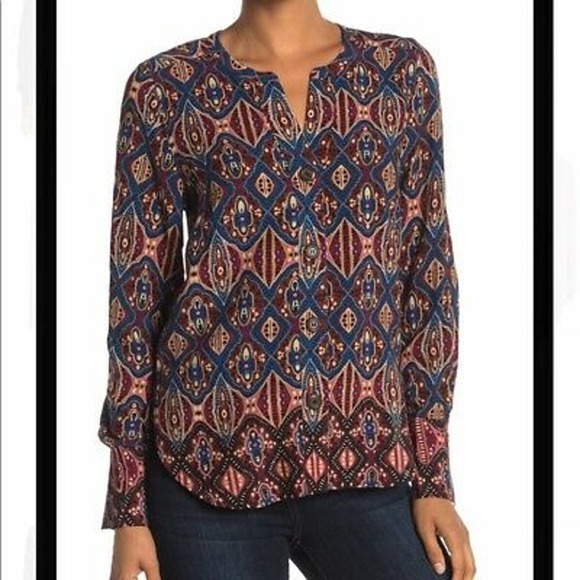 DR2 by Daniel Rainn Long Sleeve Split Blouse NWT - Picture 3 of 3